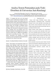 Analisa Sistem Pentanahan Pada Trafo Distribusi Di Universitas Sam ...